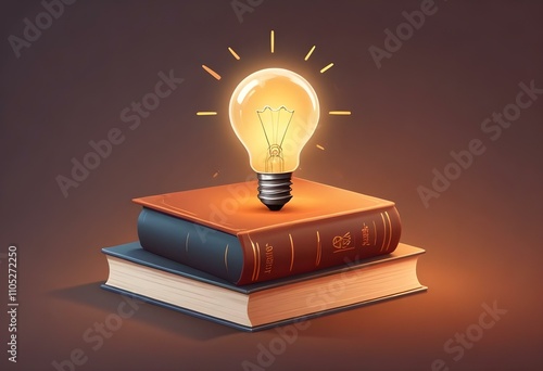 Book With Lighbulb Cartoon Vector Icon Illustration. Object Education Icon Concept Isolated Premium Vector. Flat Cartoon Style