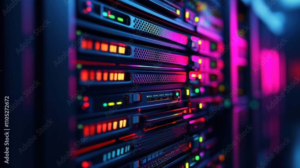 Data Center Server Racks with LED Lights Data Center Server Racks with LED Lights
