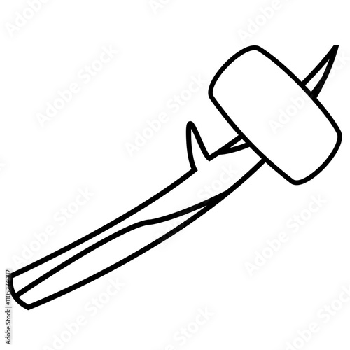 This vector icon features a wooden stick with a marshmallow roasting over a campfire, symbolizing outdoor activities, camping, and cooking. Perfect for use in designs related to camping gear, outdoor 