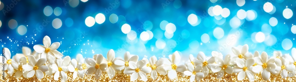 Springtime blooms create a delicate backdrop with sparkling highlights, springtime flowers with copy space Springtime blooms create a delicate backdrop with sparkling highlights, springtime flowers with copy space
