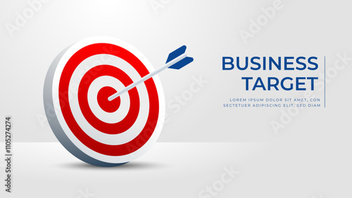 business Target 3d banner on white background