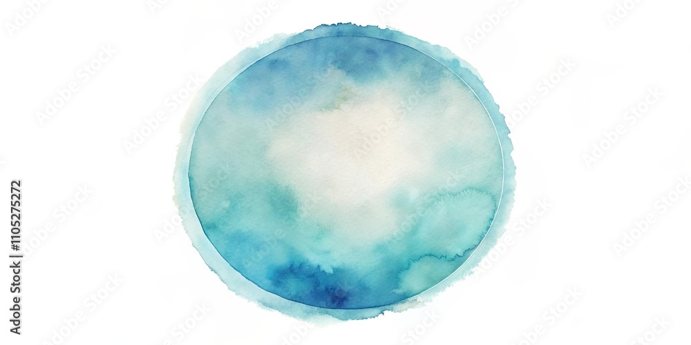 Abstract Teal and Beige Watercolor Circle Design Element Abstract Teal and Beige Watercolor Circle Design Element