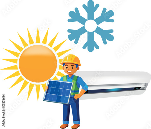 Man in a hard hat holding a solar panel
