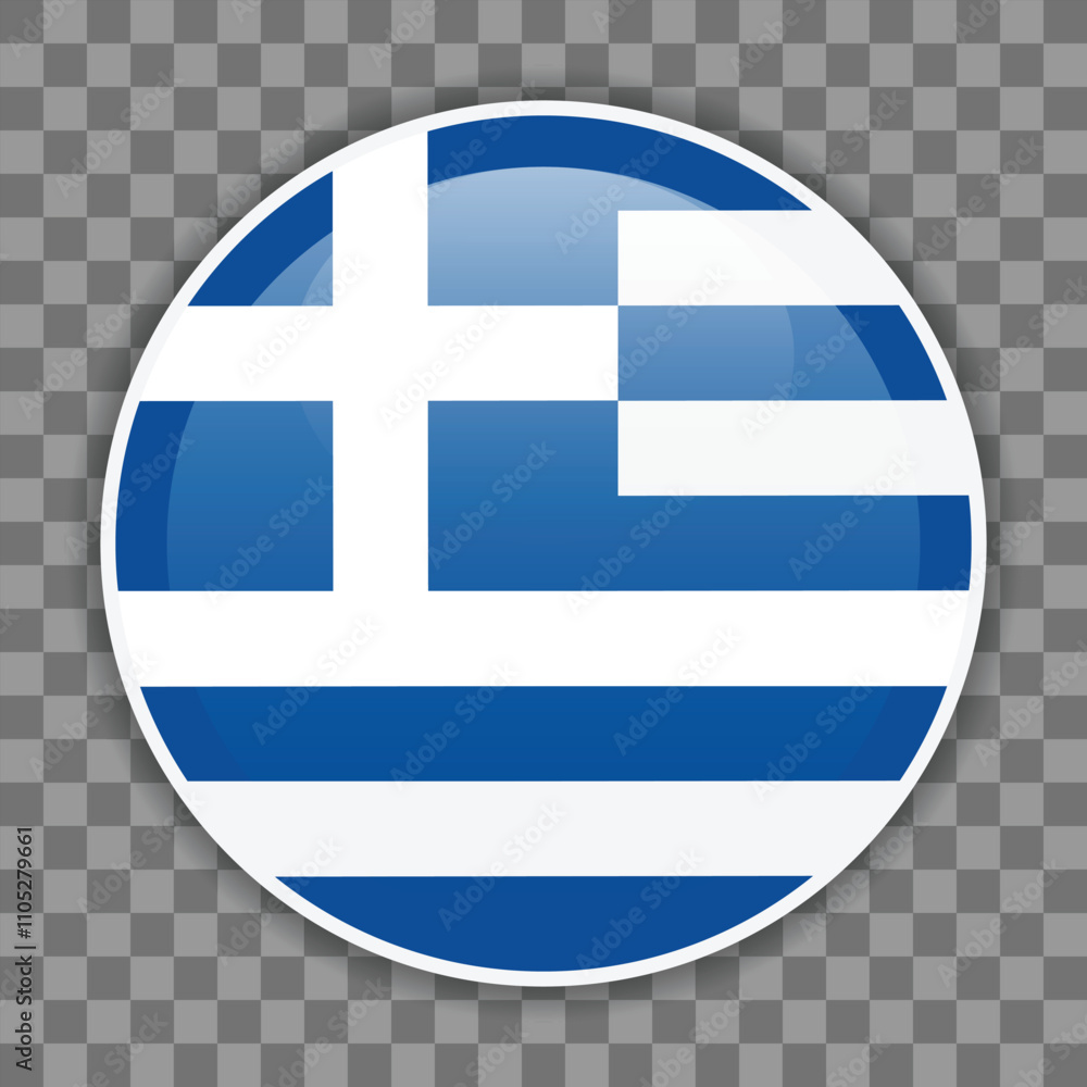 Greek round flag. Vector icon for mobile apps, UI or web design