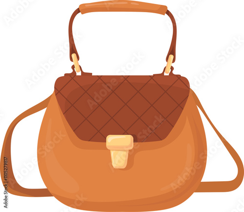Crossbody purse cartoon icon. Female leather handbag