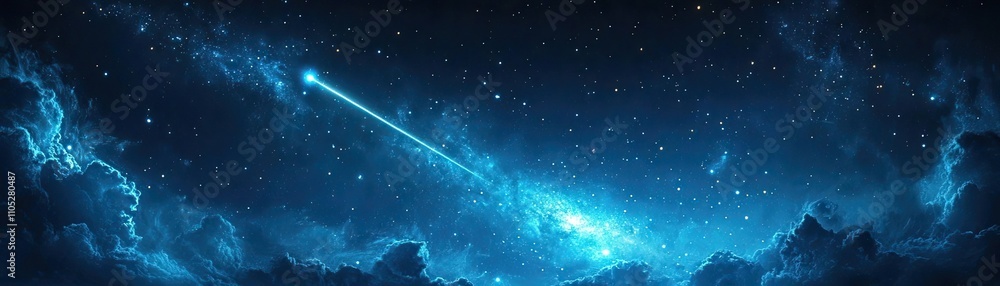 A night sky full of stars, with a meteor streaking across A night sky full of stars, with a meteor streaking across