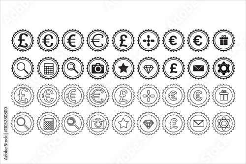 Simple collection of coin related line icons. Thin line vector set of signs for infographic, logo, app development and website design