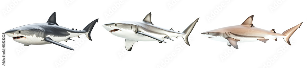 Set of a shark, isolated on a transparent background. Set of a shark, isolated on a transparent background.
