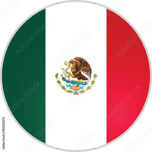 Mexico Round Flag Vector