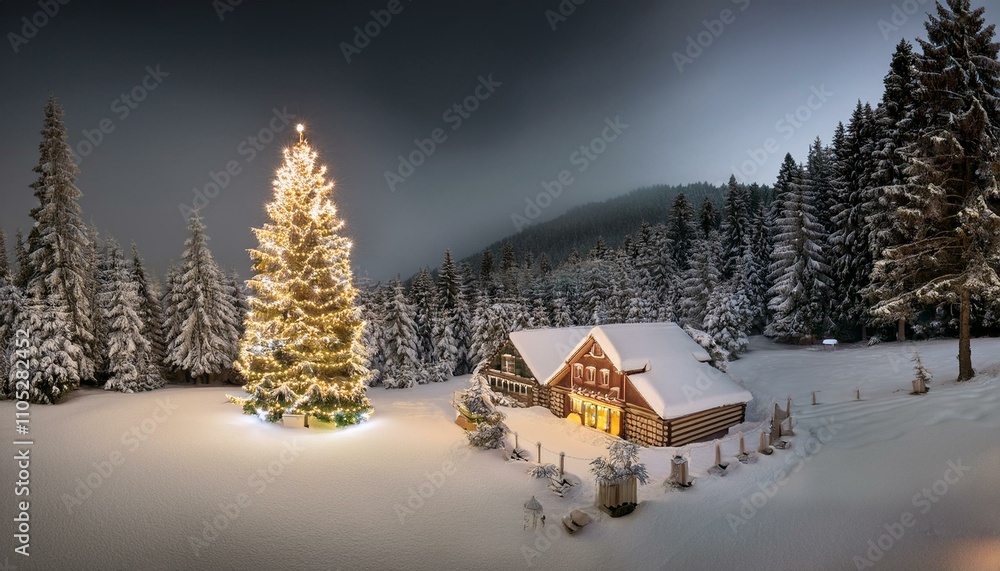 Naklejka premium 雪と冬の風景