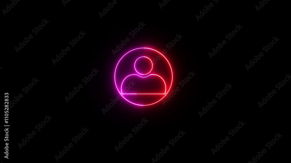 Neon glowing contact icon animation. Monochrome icon with outline round avatar pictogram red and purple saber neon icon Neon glowing contact icon animation. Monochrome icon with outline round avatar pictogram red and purple saber neon icon