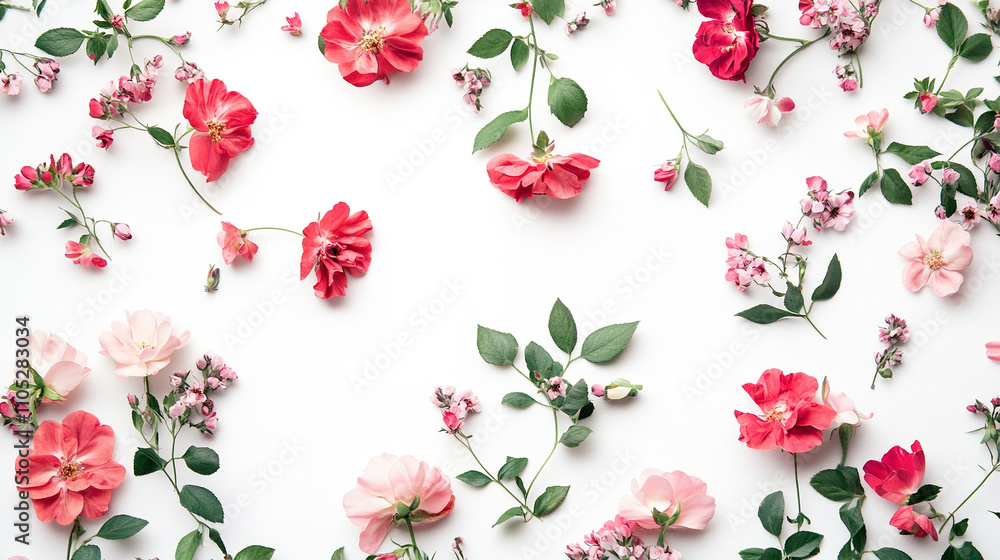 Floral herbal plants different beautiful flowers on white background Floral herbal plants different beautiful flowers on white background