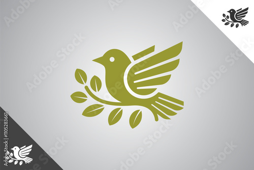 Bird minimalis logo with 2 color options. An animal and pet symbol. Black solid color logo. Minimal logotype and sign. Eps 10.
