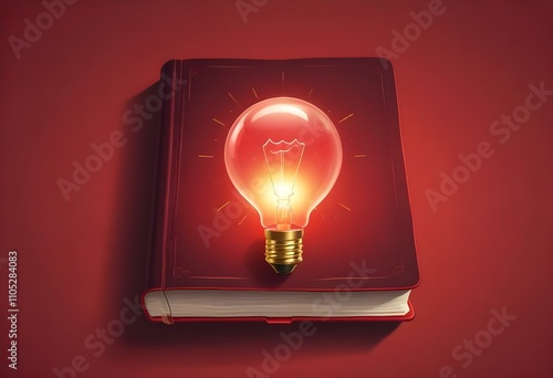 Book With Lighbulb Cartoon Vector Icon Illustration. Object Education Icon Concept Isolated Premium Vector. Flat Cartoon Style