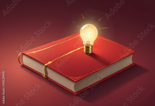 Book With Lighbulb Cartoon Vector Icon Illustration. Object Education Icon Concept Isolated Premium Vector. Flat Cartoon Style