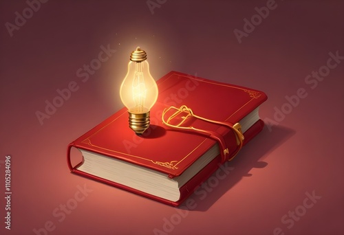 Book With Lighbulb Cartoon Vector Icon Illustration. Object Education Icon Concept Isolated Premium Vector. Flat Cartoon Style