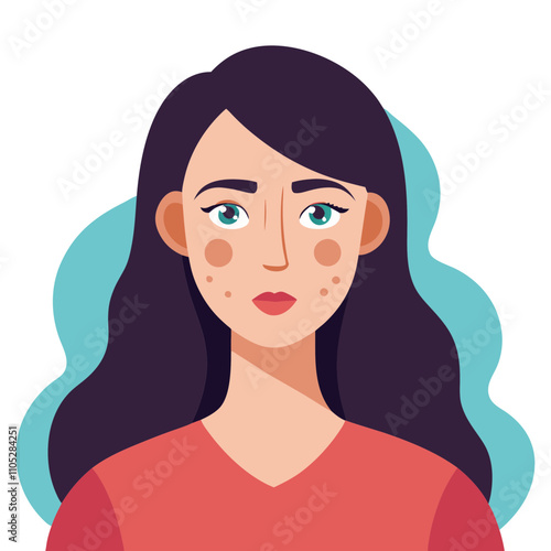llustration of a woman with facial skin problems.