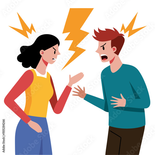 illustration of a young couple arguing
