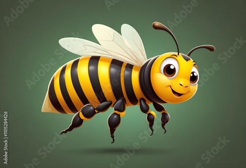 Cute Bee Flying Cartoon Vector Icon Illustration. Animal Nature Icon Concept Isolated Premium Vector