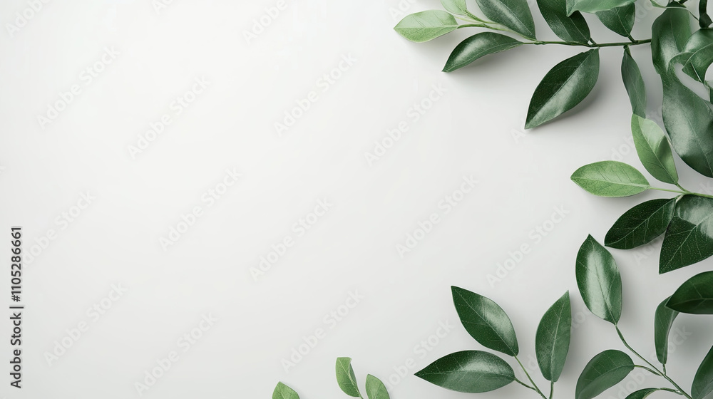 Naklejka premium White copy space paper with eco green leaves&nbsp;background