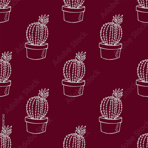 Seamless pattern with cactus doodle for decorative print, wrapping paper, greeting cards and fabric