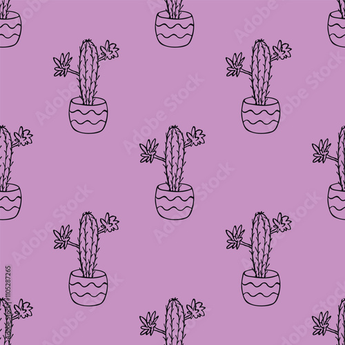 Seamless pattern with cactus doodle for decorative print, wrapping paper, greeting cards and fabric