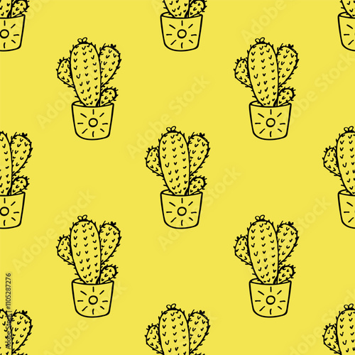 Seamless pattern with cactus doodle for decorative print, wrapping paper, greeting cards and fabric