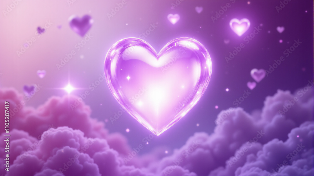 Enchanting Purple Heart in Dreamy Clouds Enchanting Purple Heart in Dreamy Clouds
