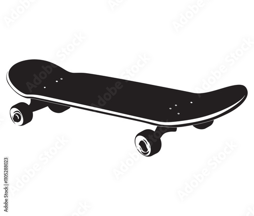 Silhouette skateboard isolated on white background, Skateboard icon silhouette vector