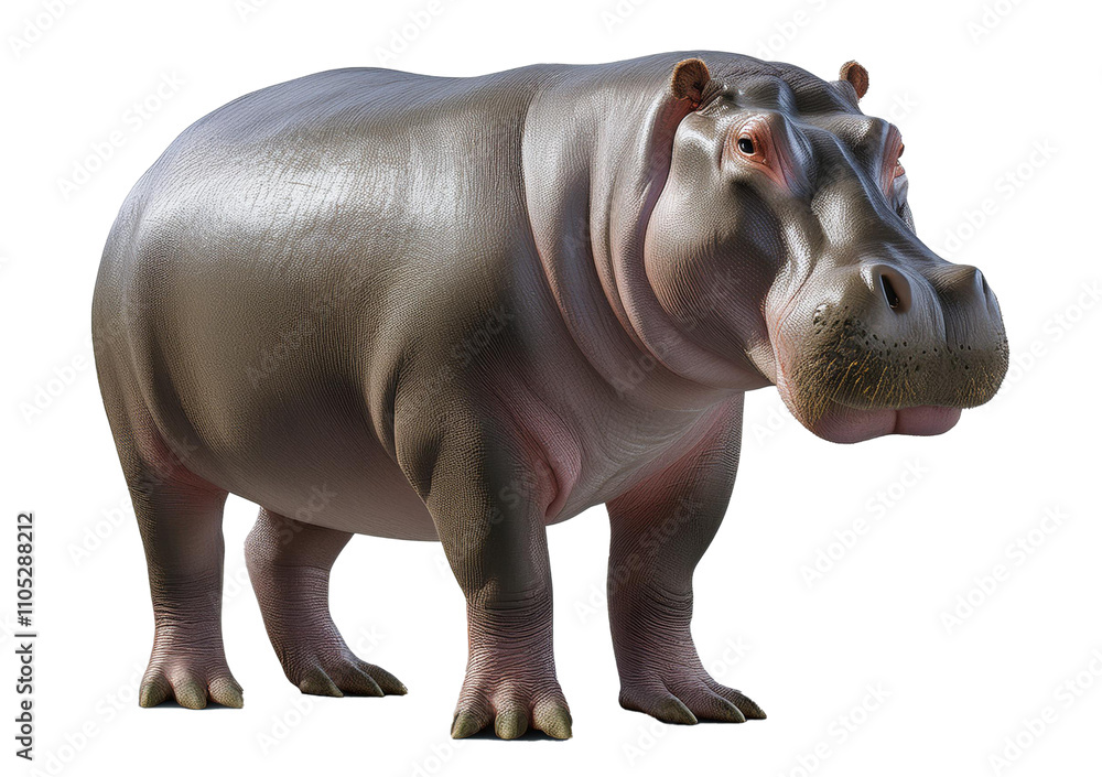Fototapeta premium Hippopotamus isolated on transparent or white background