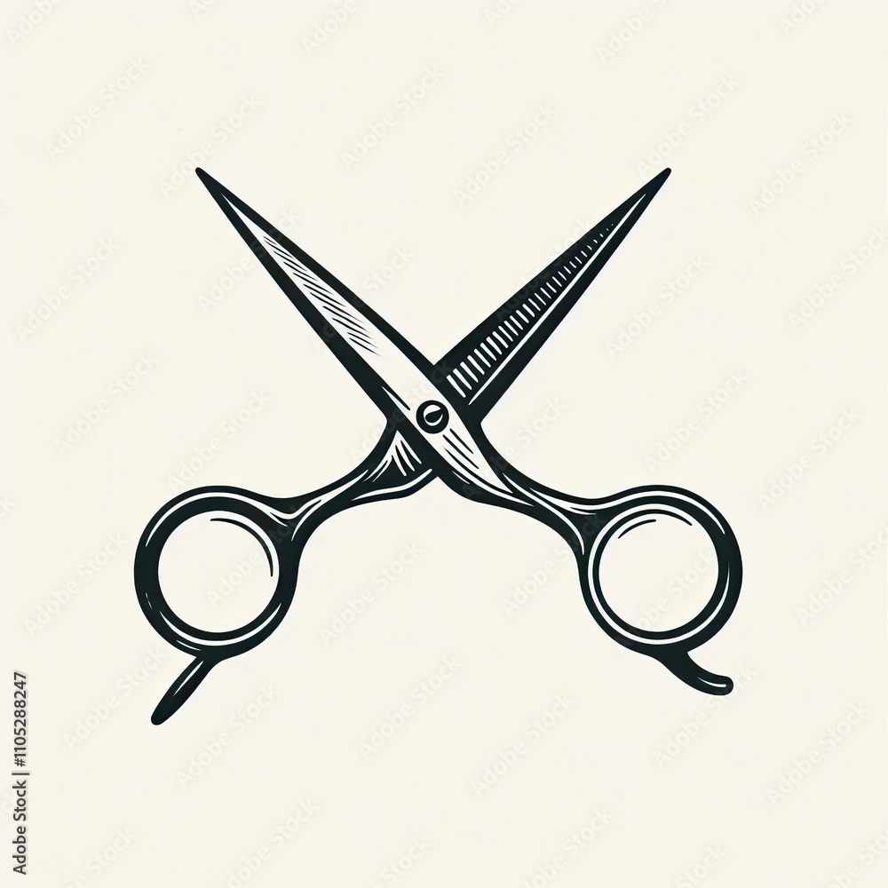 custom made wallpaper toronto digitalVintage-Style Illustration of Crossed Scissors Icon for Barbershop or Sewing Theme with Generative AI.