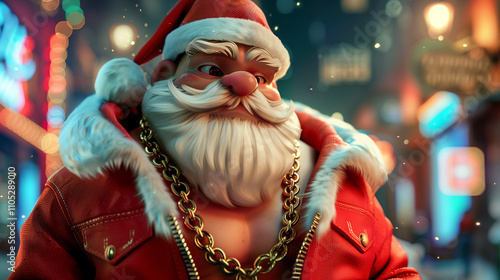 3D render of Santa Claus in a modern streetwear style