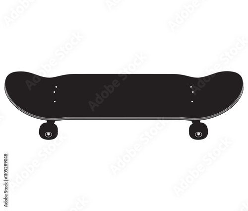 Silhouette skateboard isolated on white background, Skateboard icon silhouette vector