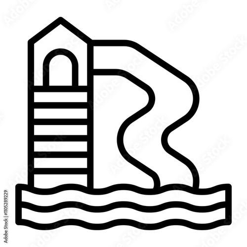 Water Slide Vector Line Icon Design