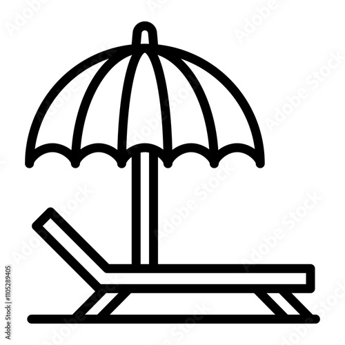 Sun Bed Vector Line Icon Design