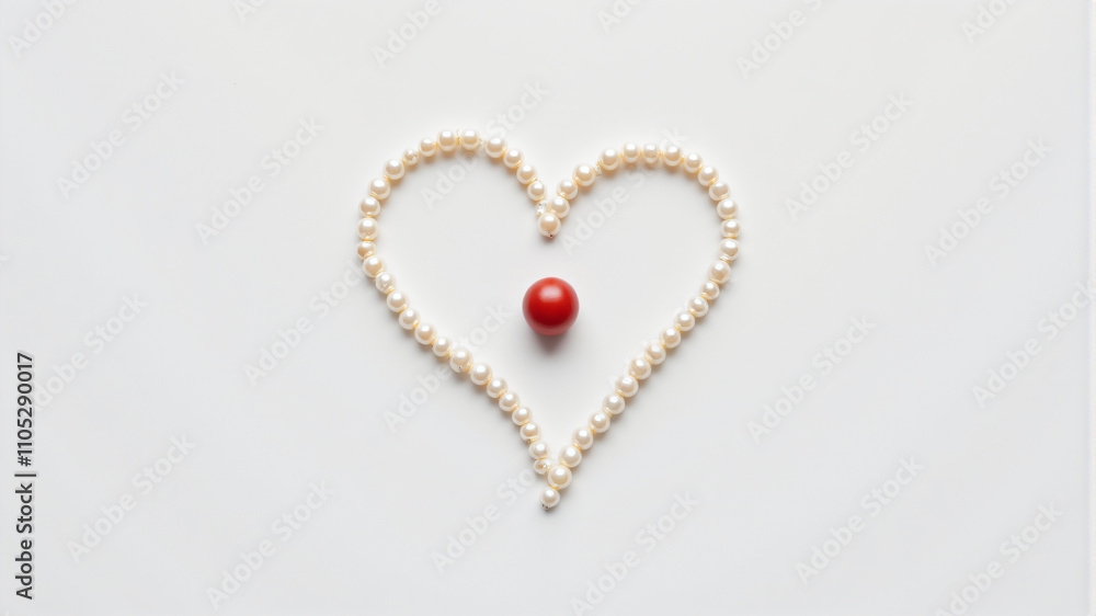 Heart-Shaped Decor with Pearls and a Red Accent Heart-Shaped Decor with Pearls and a Red Accent