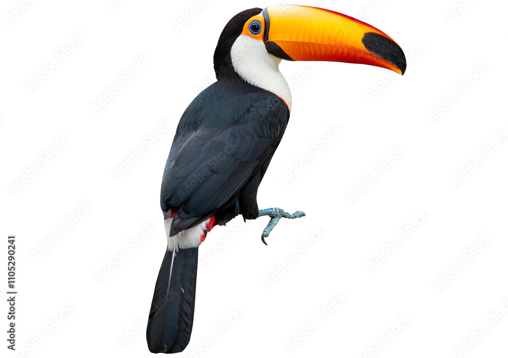Fototapeta premium Toucan toco bird, colored bird with big beak isolated on transparent or white background