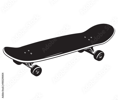 Silhouette skateboard isolated on white background, Skateboard icon silhouette vector
