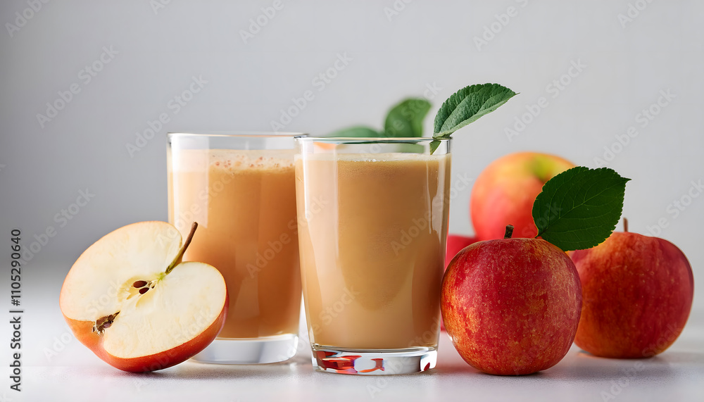 Refreshing Apple Juice Photo - Glasses of Apple Juice with Apples Refreshing Apple Juice Photo - Glasses of Apple Juice with Apples