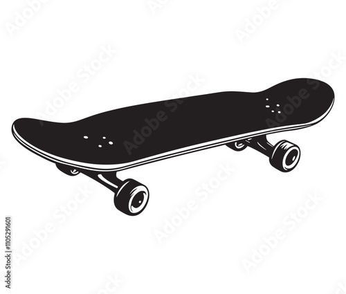 Silhouette skateboard isolated on white background, Skateboard icon silhouette vector