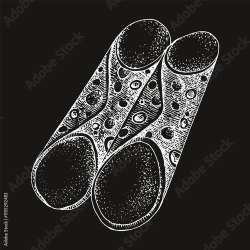 Cannoli traditional italian pastry illustration