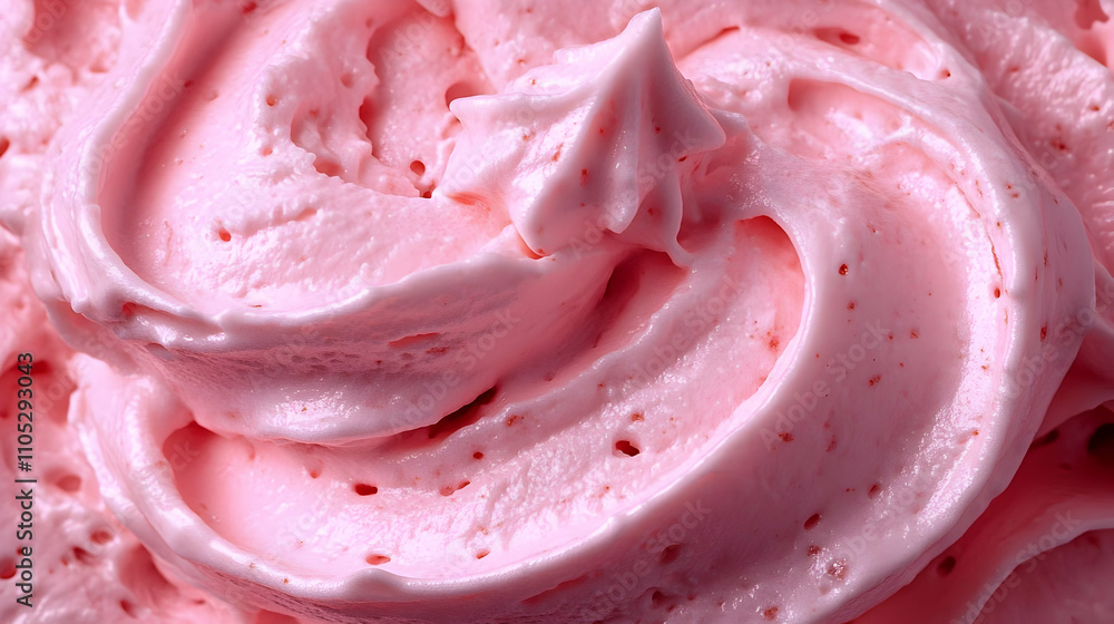 Close-up of Swirled Pink Frozen Dessert, Creamy Texture, Delicious Sweet Treat, Appealing Food Photography, Whipped Frosting Background Close-up of Swirled Pink Frozen Dessert, Creamy Texture, Delicious Sweet Treat, Appealing Food Photography, Whipped Frosting Background
