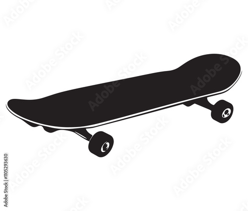 Silhouette skateboard isolated on white background, Skateboard icon silhouette vector