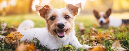 Cheerful Puppy Playing in A...