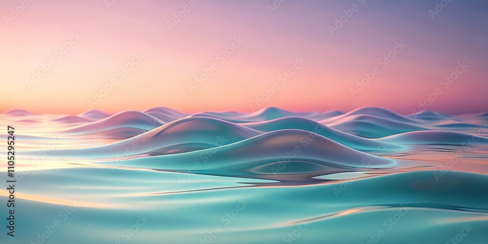Serene Pastel Landscape Smooth, undulating hills reflected in a calm, teal sea under a soft pink and purple sunset. Serene Pastel Landscape Smooth, undulating hills reflected in a calm, teal sea under a soft pink and purple sunset.