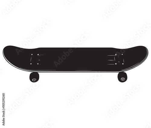 Silhouette skateboard isolated on white background, Skateboard icon silhouette vector
