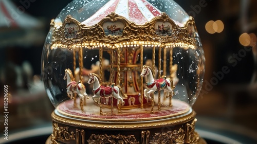 Intricate Snow Globe with Luxurious Carousel Design photo