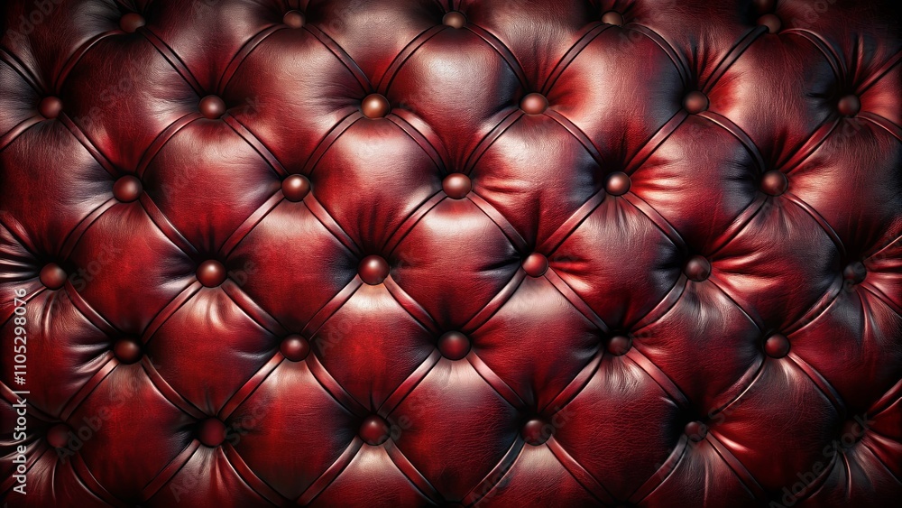 Deep Crimson Leather Upholstery Texture Rich, Luxurious Button Tufting Detail Deep Crimson Leather Upholstery Texture Rich, Luxurious Button Tufting Detail
