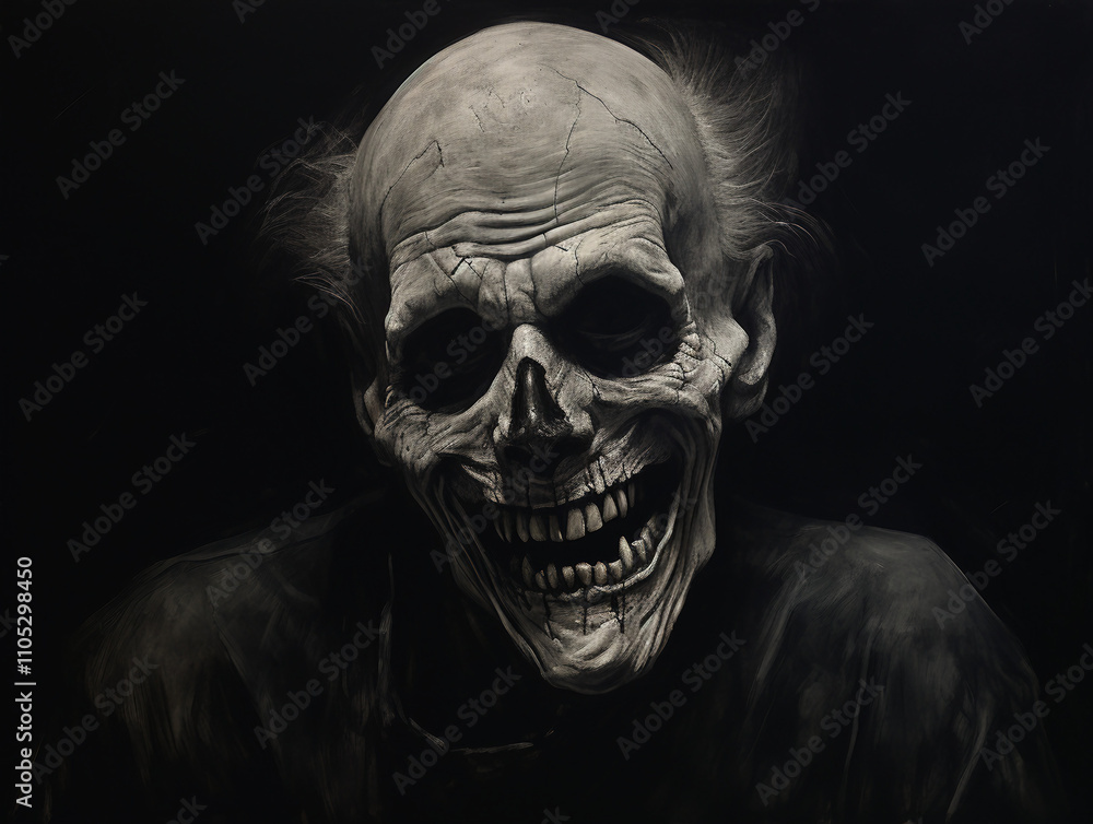 Scary Skull Face. Concept of Horror, Fear, and Halloween. Scary Skull Face. Concept of Horror, Fear, and Halloween.