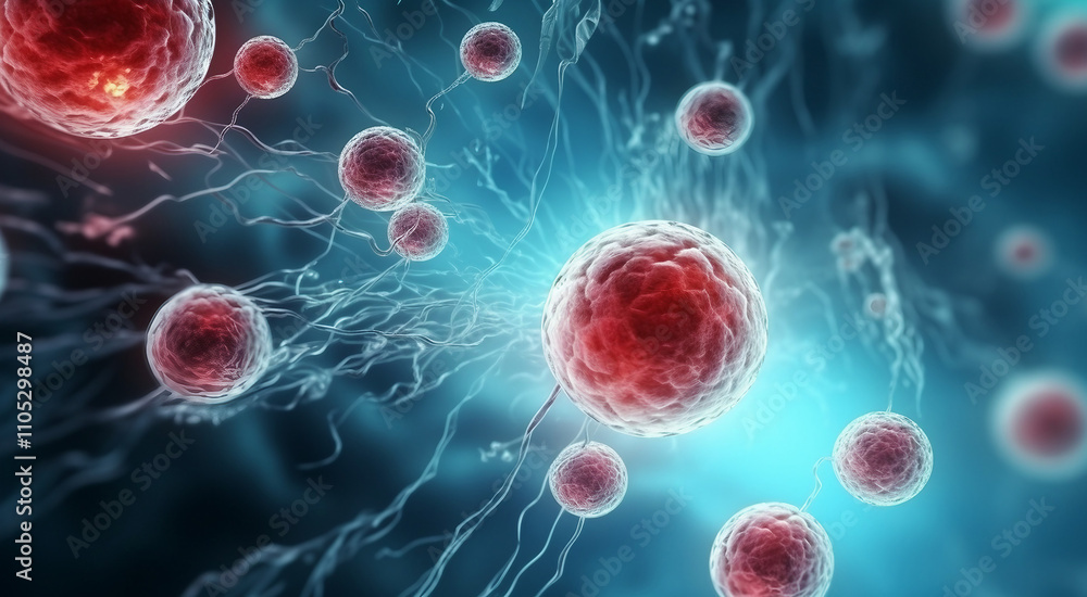 Cells in motion. Scientific illustration of cells and cellular processes. Cells in motion. Scientific illustration of cells and cellular processes.